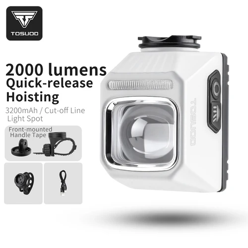 Imagen 2 del producto TOSUOD Faro de Bicicleta 2000 Lúmenes 3200mAh Potencia Tipo-C Carga Bicicleta Linterna LED Impermeable 6 Modos Faro de Ciclismo