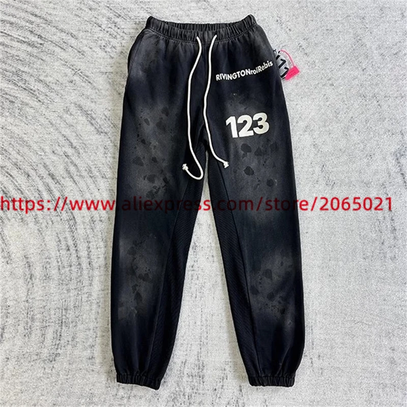 Tie-Geverfd Vintage Gewassen Rrr123 Joggingbroek Mannen Dames 1:1 Hoge Kwaliteit Rrr 123 Jogger Trekkoord Broek Oversized Broek