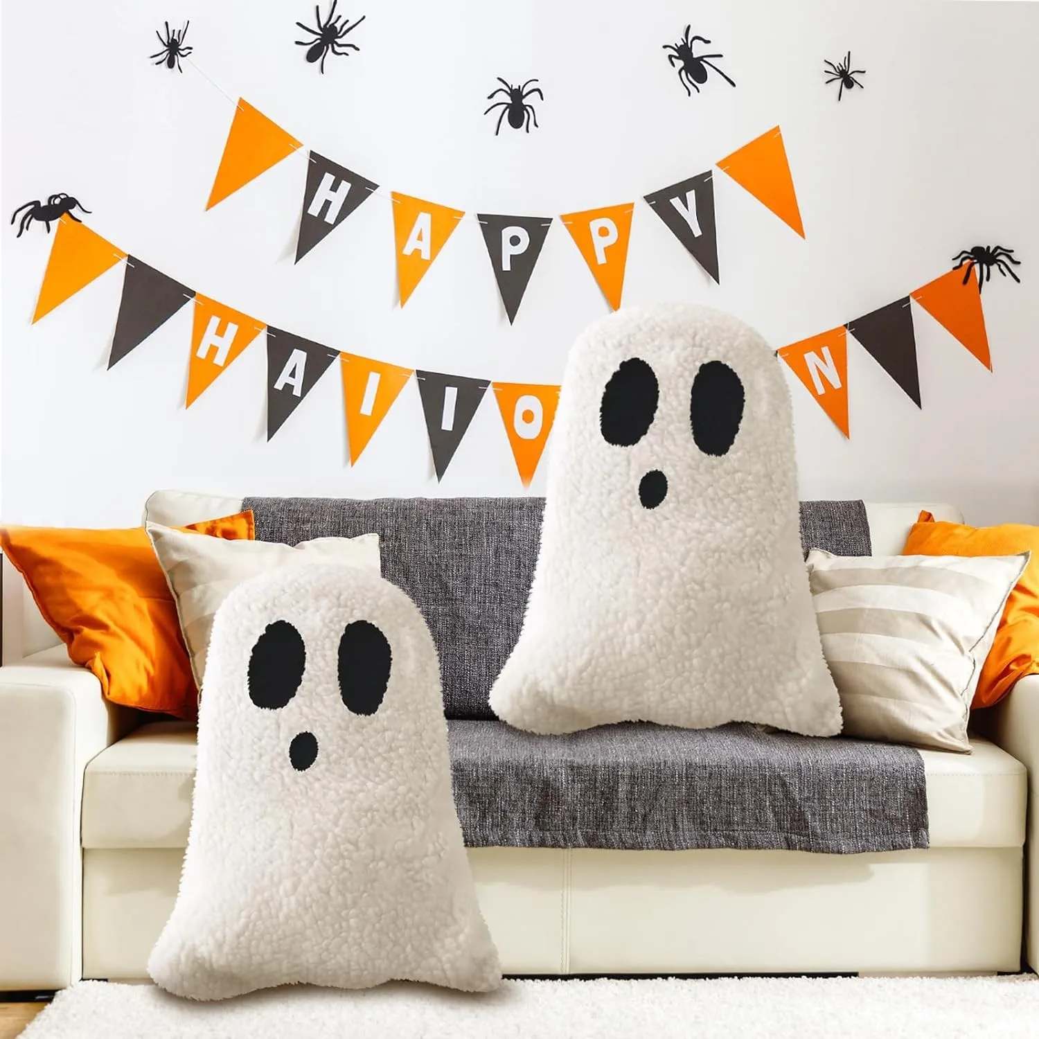 2 Pcs Halloween Throw Pillows Decorative Spooky Pillows For Sofa Bed Couch Stuffed Halloween Pillow For Party Outdoor Home