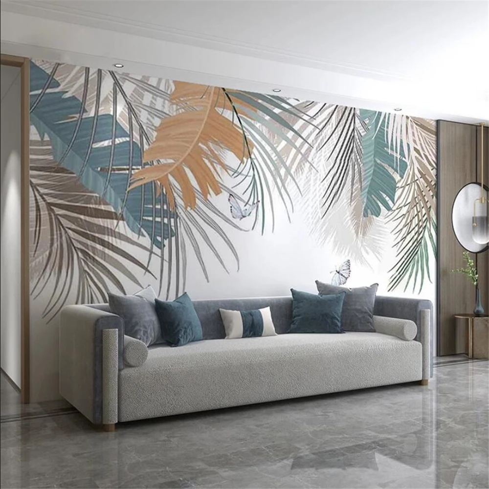 custom Modern minimalist TV background wallpaper living room tropical plant 3D wall paper home decor sofa bedroom wall stickers