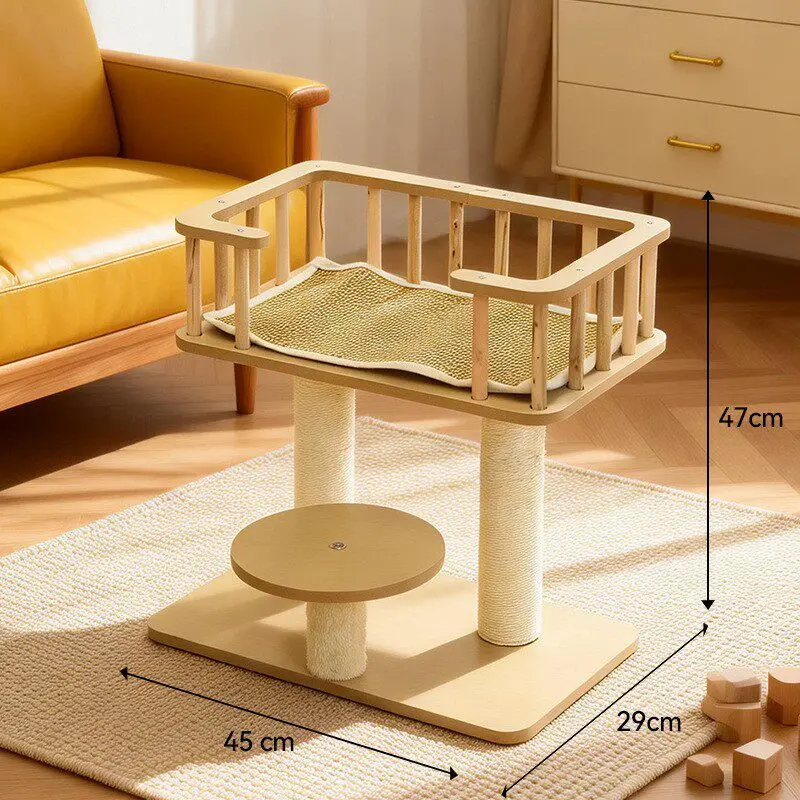 Torre para Gatos Castle Indoor Things con Rascador, Cama, Estantes Grandes y Arenero, Mueble Moderno para Gatos