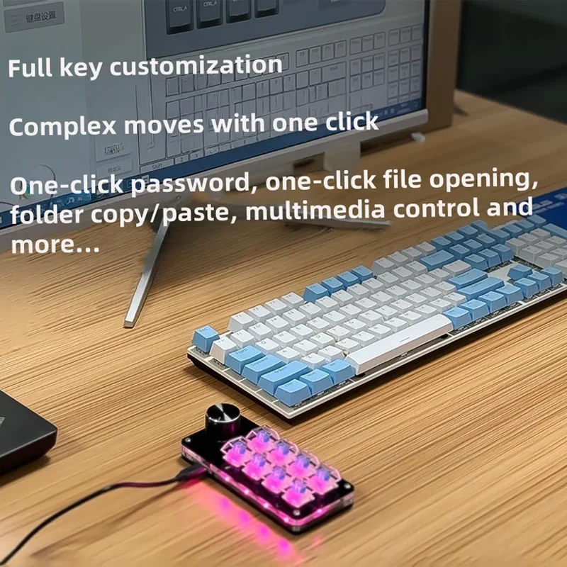 

Programming Macro Custom 2 Knob Bluetooth Keyboard RGB 12 Key Copy Paste Mini Button Gaming Keypad Mechanical Hotswap Macropad