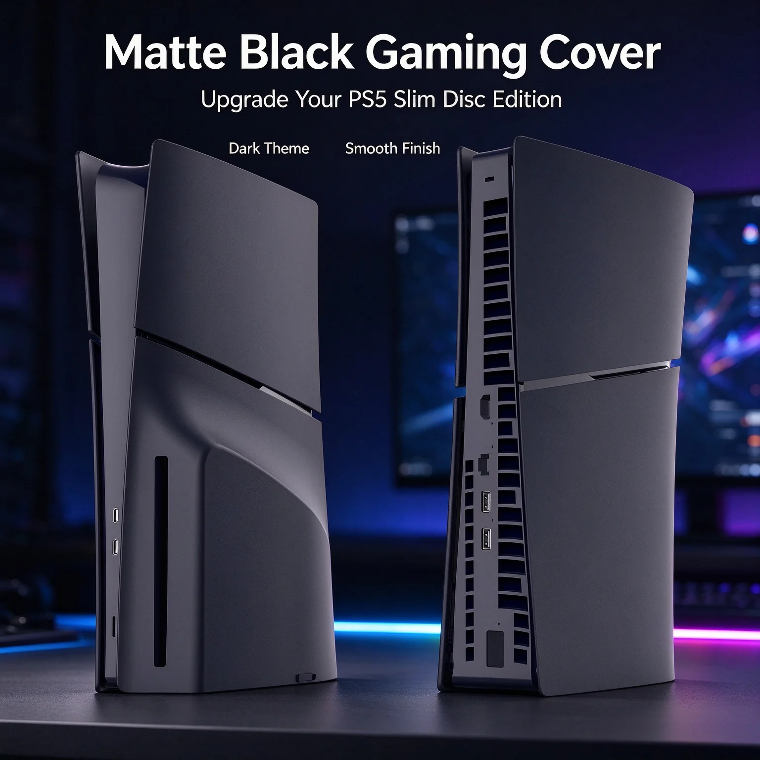 2-Minute Matte Skin for PS5 Slim Disc Console 4PCS Full Body Dust Proof Snap-Fit Shell Kit Protective Wrap