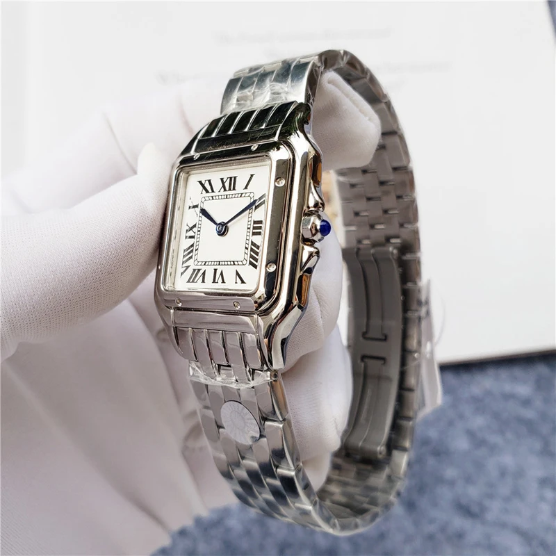 Fashion Brand Wrist Watches Woman Girl Ladies 27mm 22mm Square Dial High Quality Steel Metal Band Quartz Luxury Clock CT13 Watch