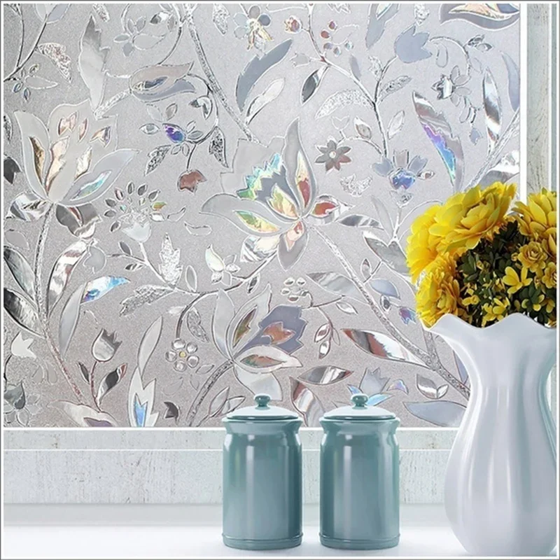 Tulip Frosted Privacy Window Film, Self Adhesive for UV Blocking,Heat Control Glass Stickers