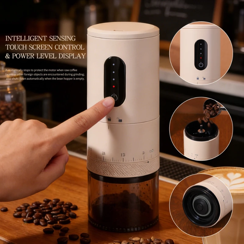 Fashion New Electric Power Display Coffee Bean Grinder 38 Gears External Adjustable USB Mini Coffee Machine
