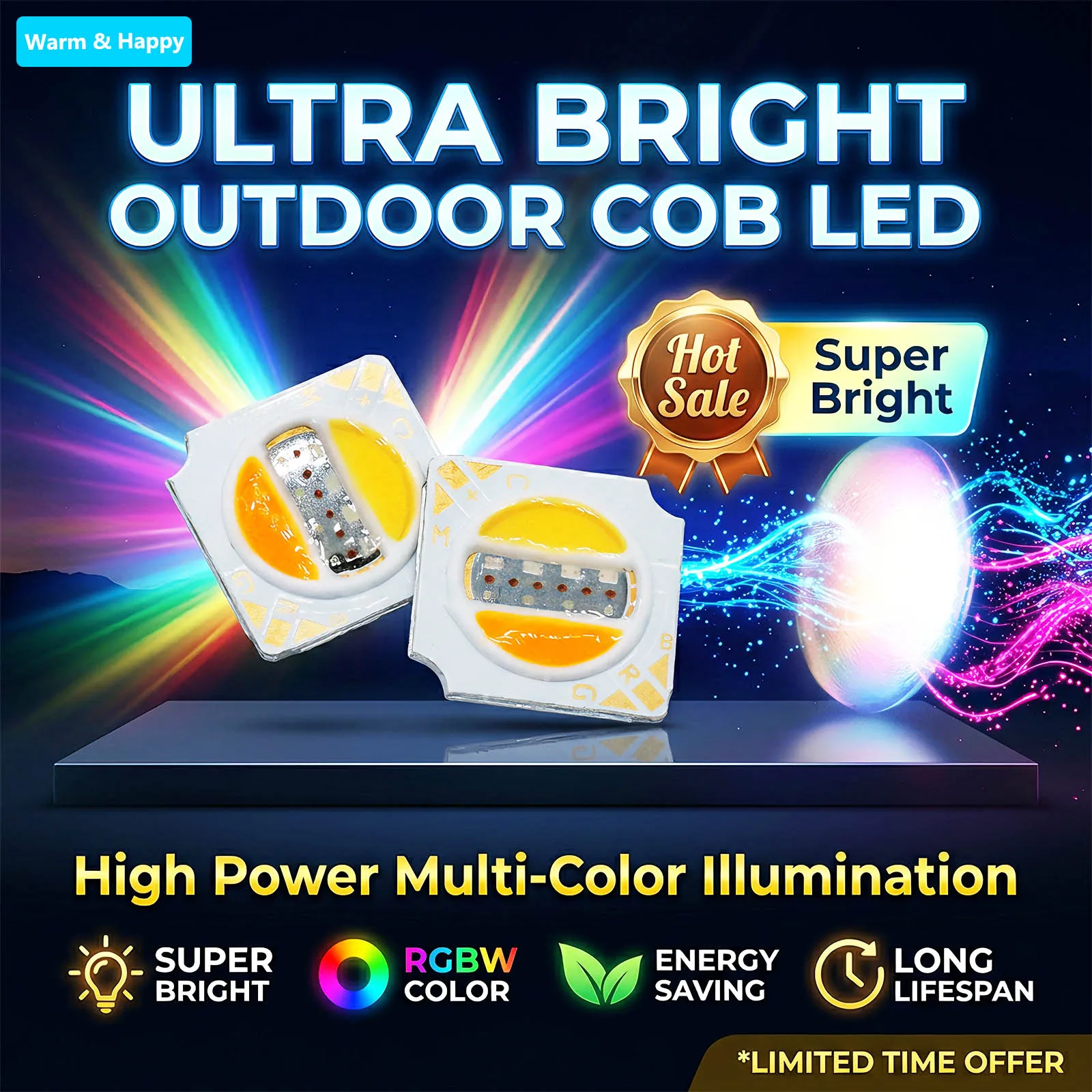 10W RGB LED Light With 5 Colors COB 12V 150mA LED  Beads Without Flicker, Red Green Blue White 1310 Integrated Light Source