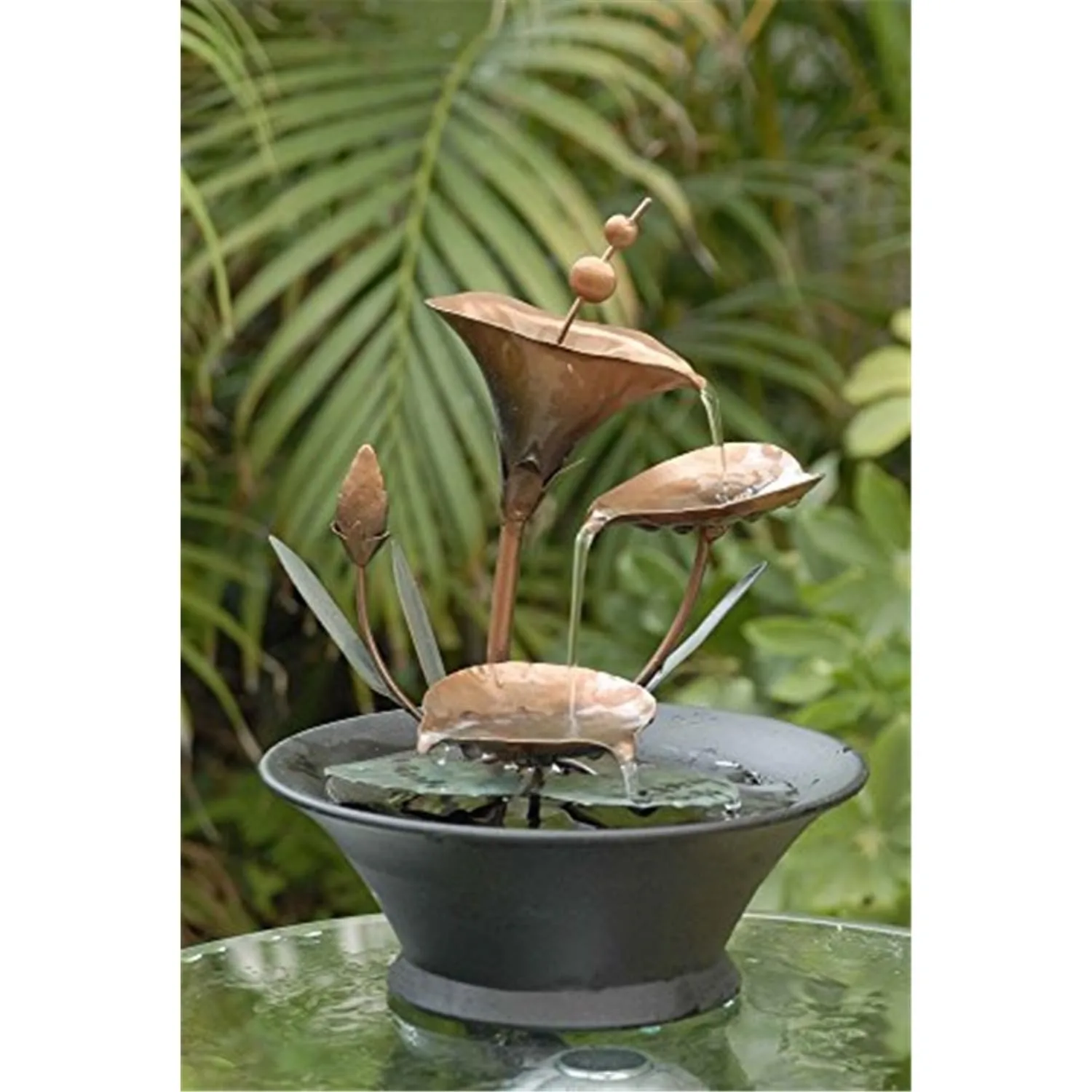Maykoosh Tabletop Fountain Water Feature - Indoor Outdoor Decor, Adjustable Flow, Metal & Resin Design, Quiet Trickling