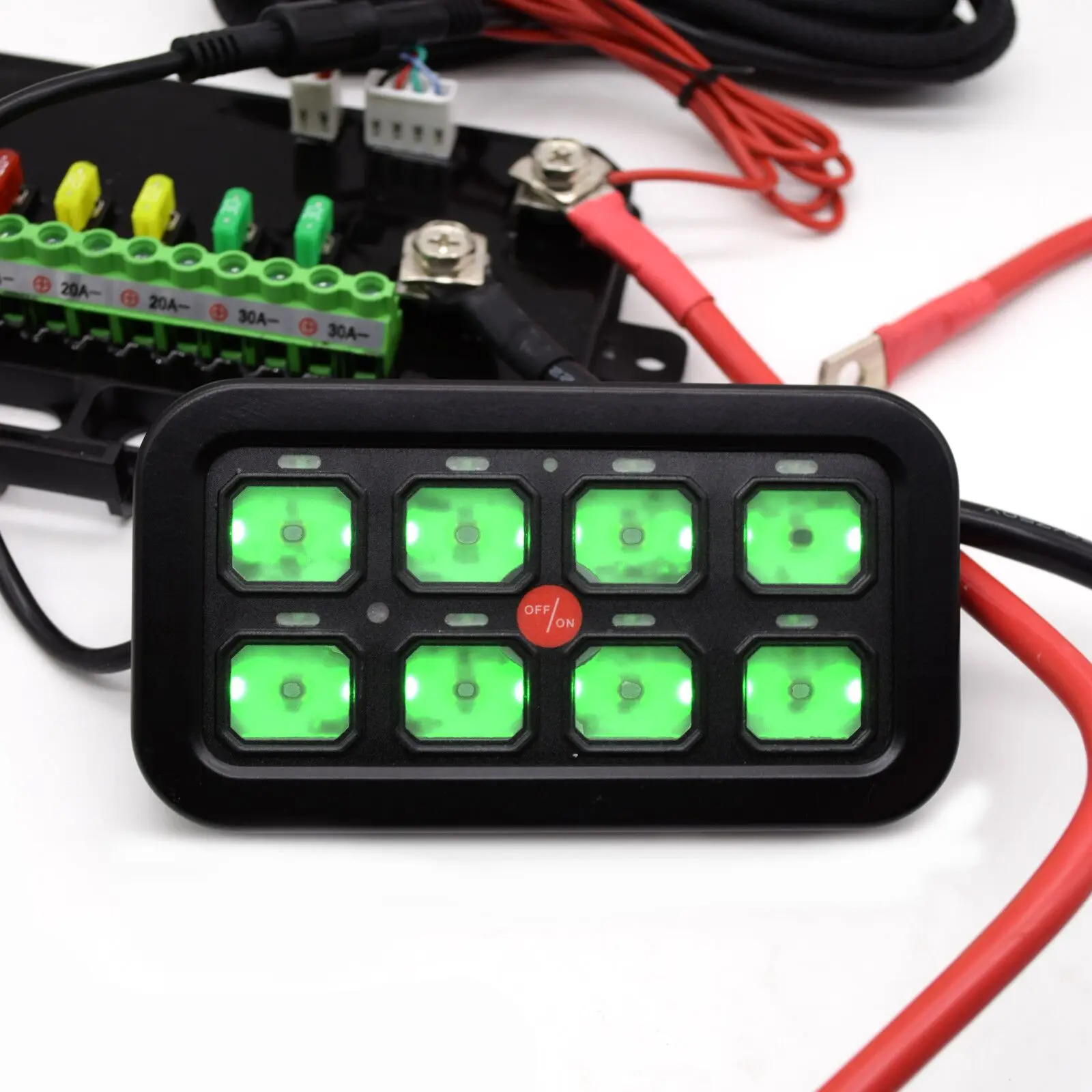 8 Gangs LED Car On-Off Switch Panel Control Relays System Background Light Electronic Relay System for Truck Caravan Boat UTV