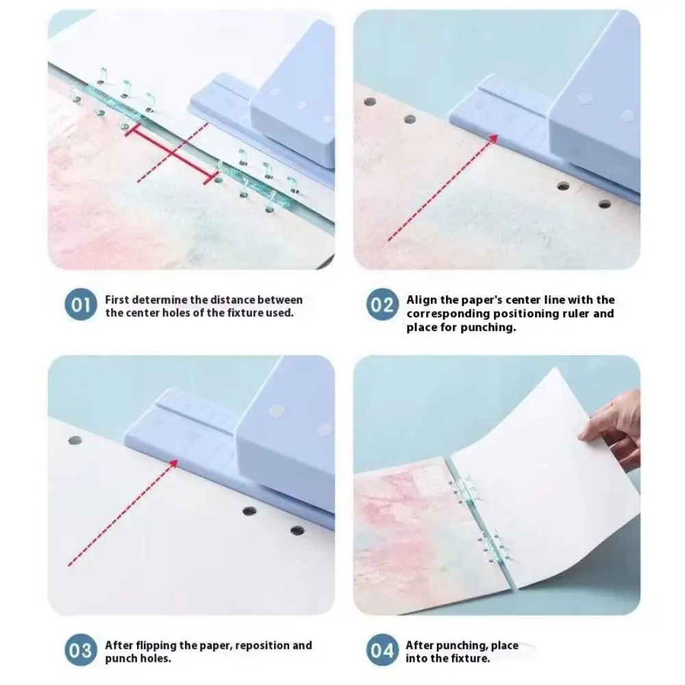 

3 Holes Hole Punching Machine DIY Manual Paper Hole Puncher Portable Accurate Punching Loose Leaf Punch Paper Crafting