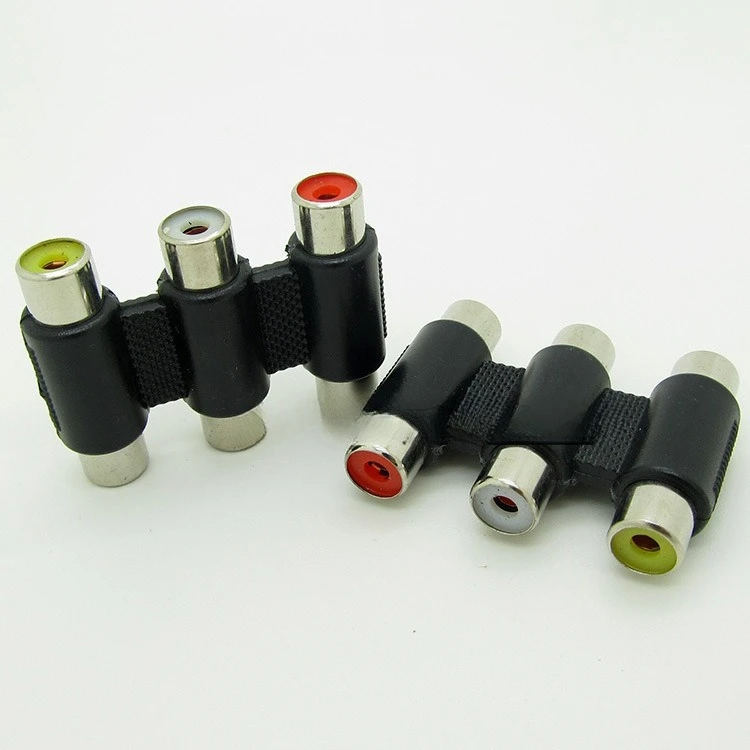 5pcs 3-Way RCA Female to Female AV Coupler - Triple Parallel Ports for Home Theater/Audio Video