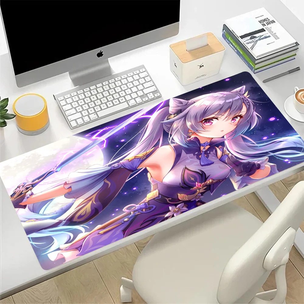 Genshin Impact Keqing Large Mouse Pad Gaming Mousepad PC Gamer Computer Office Mouse Mat Keyboard Mat Desk Pad Laptop Mausepad