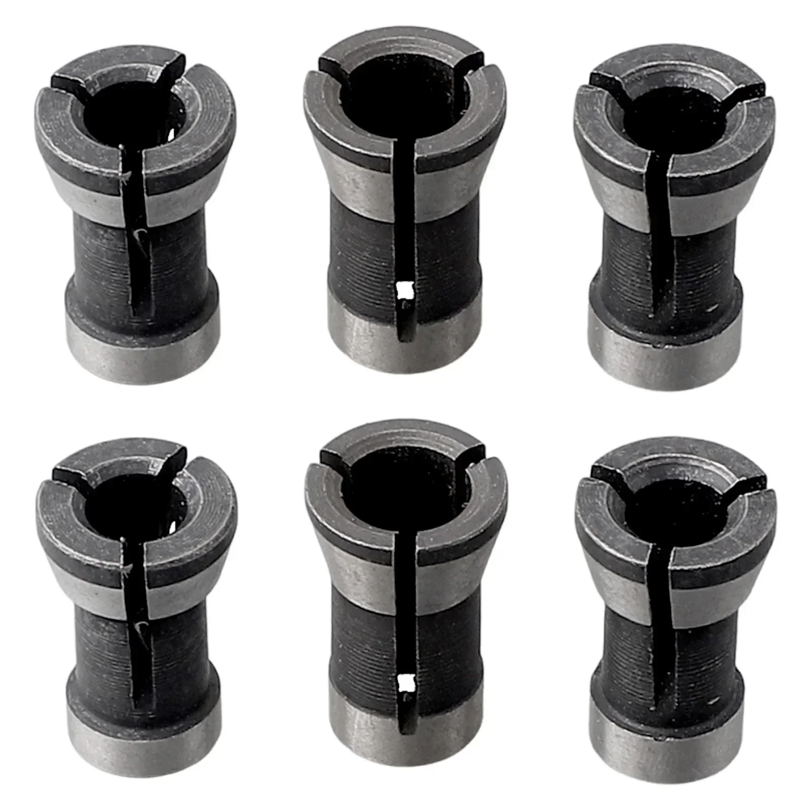 Bit Collet Collet Adapter 6 Pieces Black And Silver Carbon Steel Chuck 6/6.35/8mm Hole Diameter 6/8/6.35mm Wood Milling Cutter