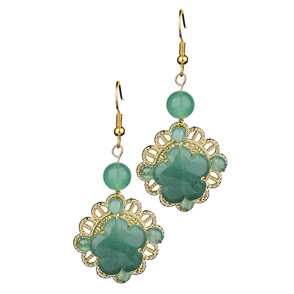 

Aventurine Jade Fashion Ear Rings Earring Jewelry for Retro Ear Decor Women Safe Material High End Design Jewelry Gift