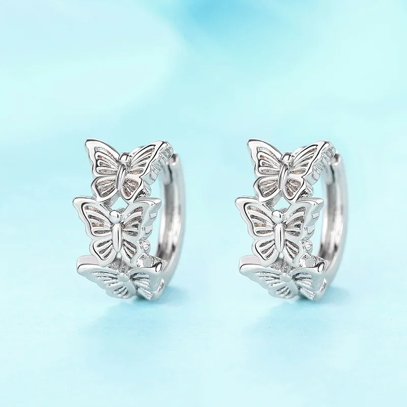 High-quality Small Butterfly Stud Earrings for Women Party Elegent 925 Sterling Silver Fine Jewelry Wedding Gift