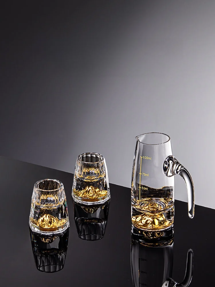 

Chinese Style Crystal White Wine Cup Set Diamond Mountain Small Portable Drinking Glasses Gift Box Traditional Cultural Design