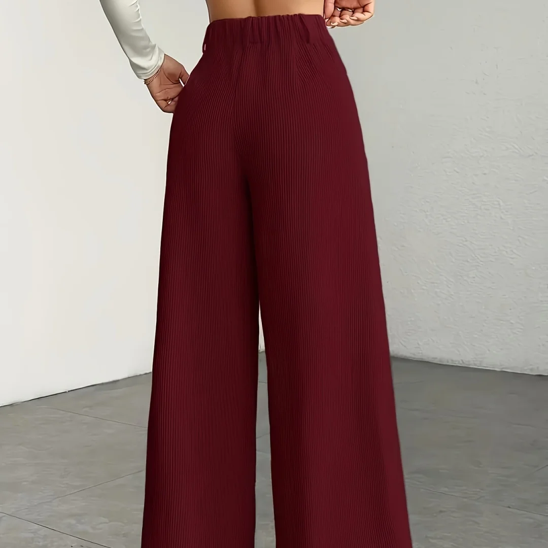 Vintage Women's Corduroy Trousers Chic Solid Autumn Winter High Waist Pockets Wide Leg Long Pants Casual Lady Commute Clothing