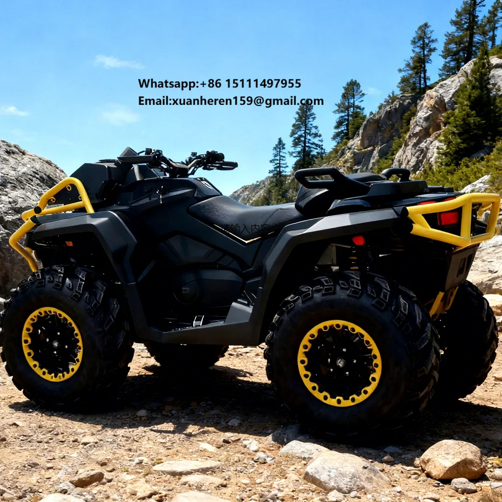 Light Green 1000W Gas-Powered 4-Stroke 4WD Shaft Drive ATV Quad Bike with Differential Lock for Mud/Sand All-Terrain Adventure