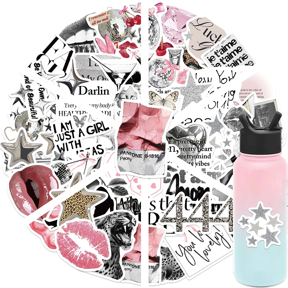 10/30/50 قطعة لطيف الكرتون الفضة محظوظ فتاة ملصقات الشارات DIY بها بنفسك محمول الهاتف زجاجة ماء مذكرات الدراجة الجمالية لاصقة تزيين