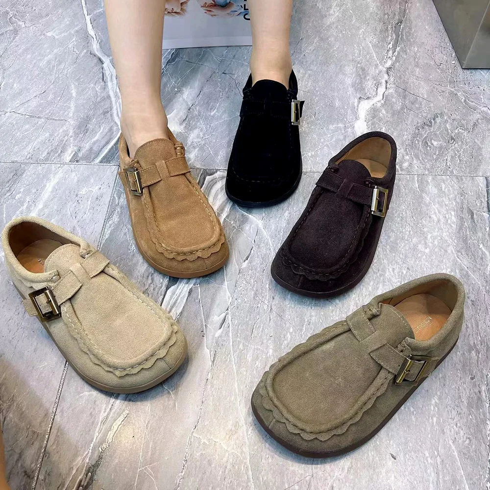 

Autumn Women Flat Shoes Plus Size Casual Female Mullers Designer Women Loafers Leather Shoes
