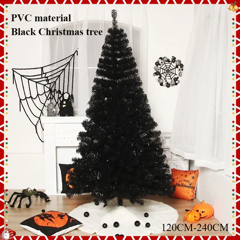 

Black Artificial Christmas Tree PVC Encrypted Christmas Tree 1.2m-2.1m Family Party Christmas Halloween Atmosphere Decoration