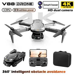 V88 FPV Dron Quadcopter With 4K HD Dual Camera And Intelligent Hover For Superior Aerial Photography Remote Control Aircraft Toy