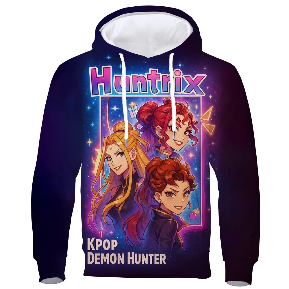 

KPop Demon Hunters Classic Anime Autumn and Winter Hooded New Hoodies For Boys Girls Kids Hoodies Children Tops