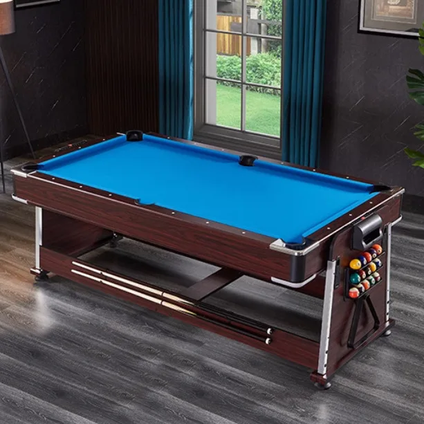Popular Sell Brown Multi Function 4-in-1 Rotating Games Billiard Pool Table, Air Hockey Table, Table Tennis Table, Dinning Top