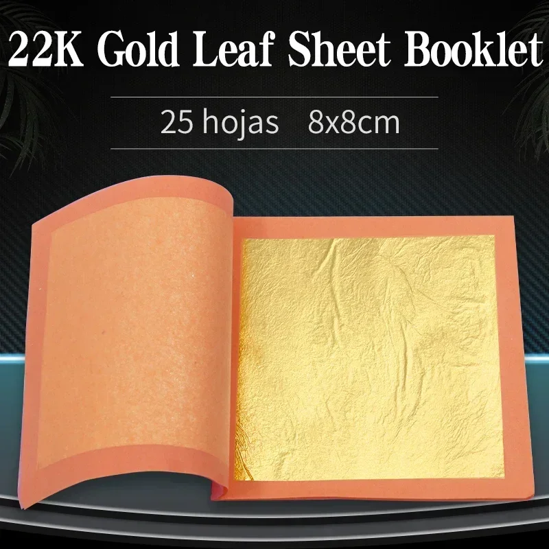 Gold Leaf Real Gold Foil 100pcs 22K Pure Gold Leaf Sheet 92% 9.33 X 9.33cm for Decoration Art Crafts