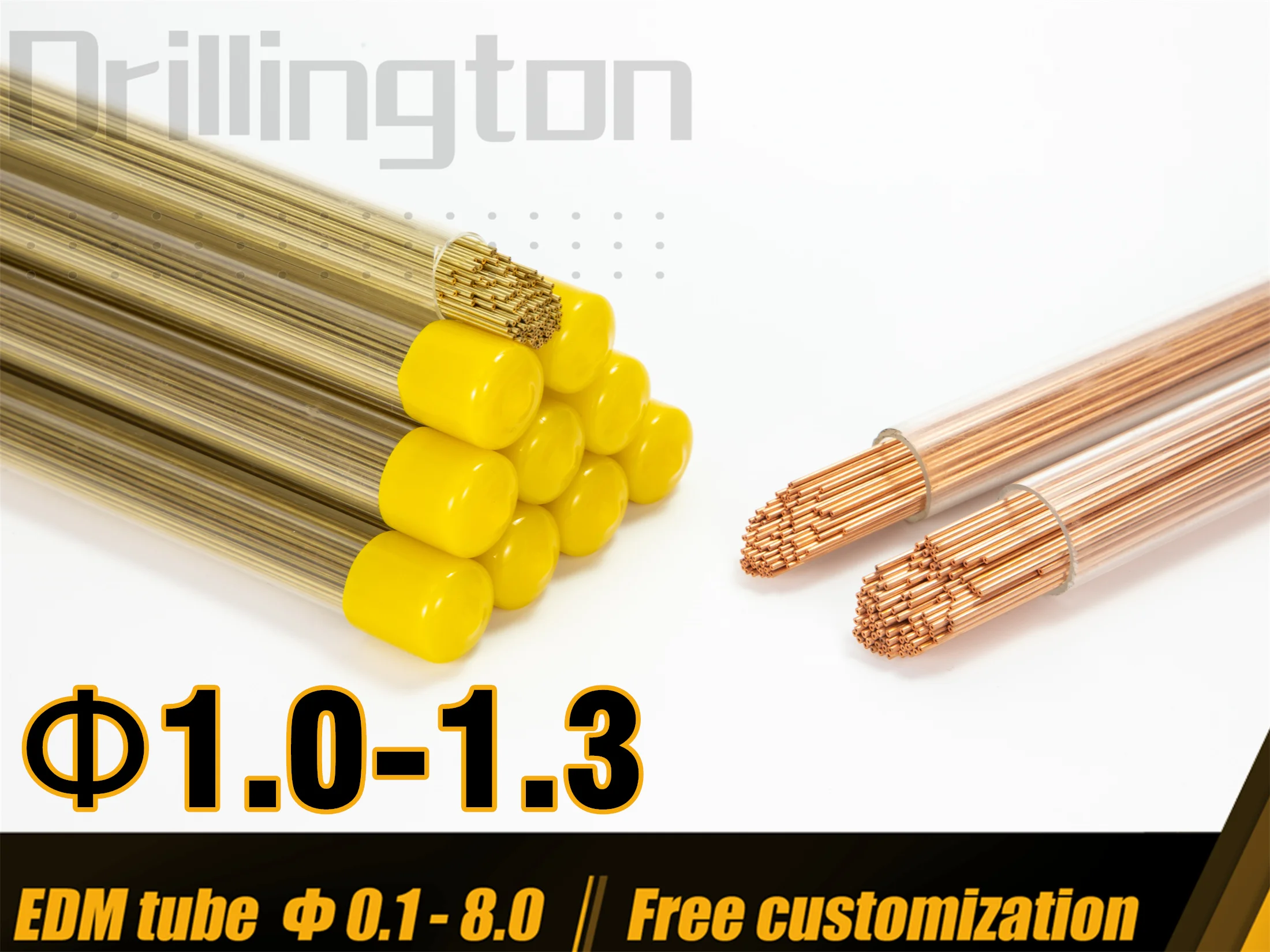 Drillington EDM Tube Brass Copper Tube High Precision 1.0mm 1.1mm 1.2mm 1.3mm 400mm 500mm Single Hole Electrode Tubes