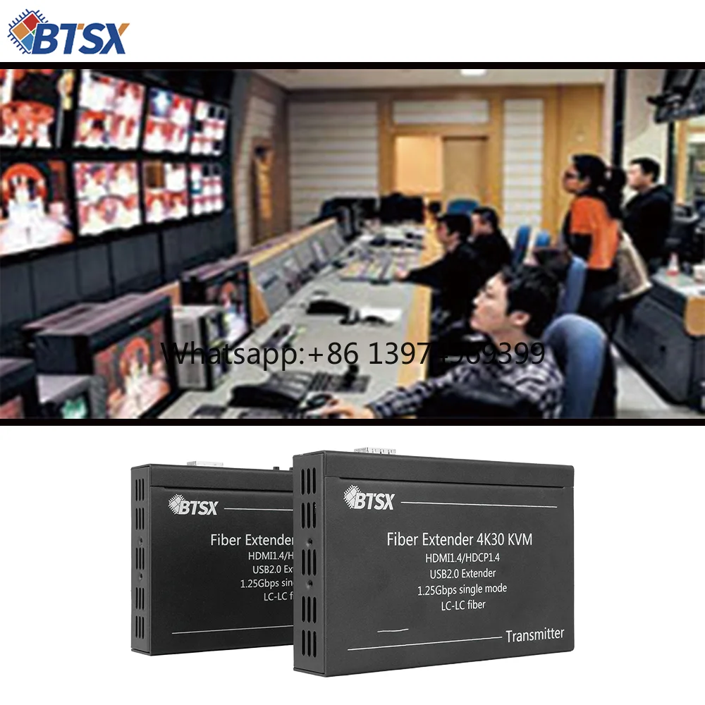 Bitvisus 30KM 4K UHD Fiber Over IP Extender with KVM - Zero Delay Plug & Play, HDMI/RS232/USB 2.0 Multi-Interface Support