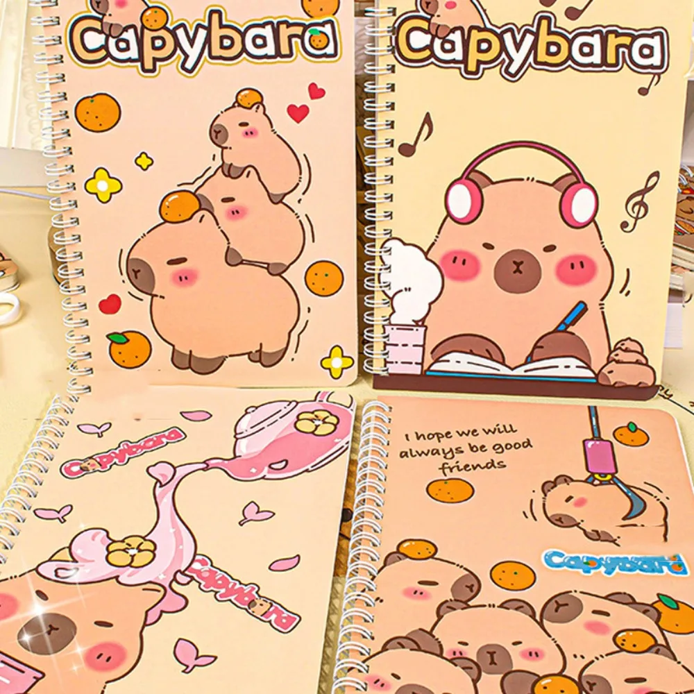 Imagem -04 - Kawaii Capybara Bobina Notebook Pequeno Bloco de Notas Linha Inner Pages Material Escolar e Escritório Bonito