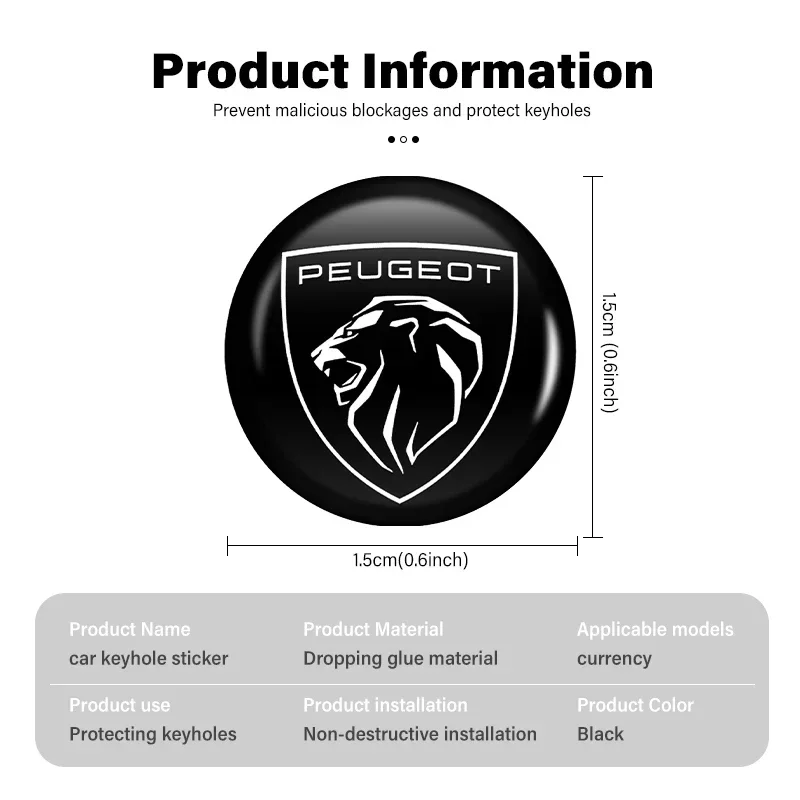 2/4/8 قطعة باب السيارة ثقب المفتاح ملصق قفل حامي قفل الأساسية مائي لبيجو 106 206 306 406 107 207 307 407 301 308 2008 3008 #3