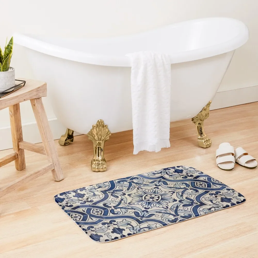 

Beautiful Blue Portuguese tile - Azulejo Bath Mat Bathroom Rug Set Quick-Drying Bathroom Bath Room Acessories Mat