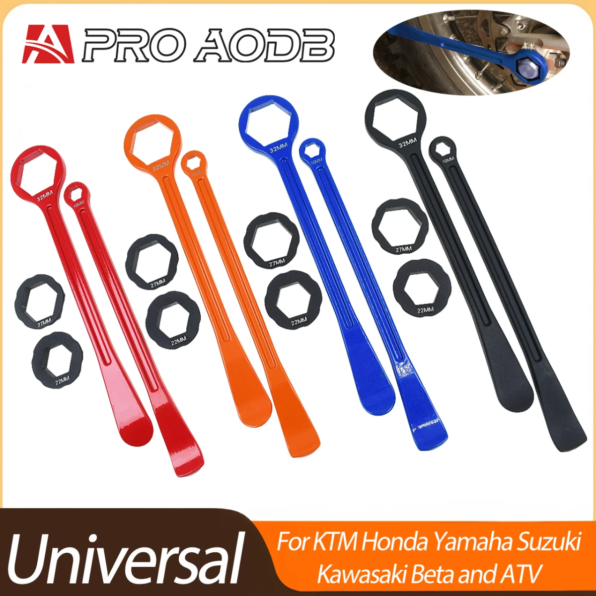 For KTM Husqvarna Husaberg Honda Suzuki Kawasaki Yamaha Beta Universal Aluminum 32mm 27/22mm 13mm/10mm Tire Lever Wrench Tool