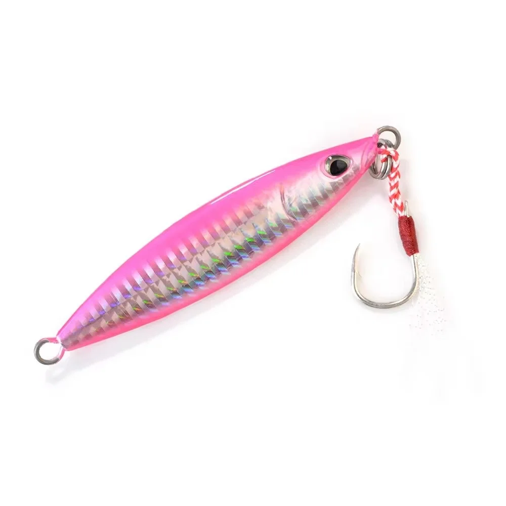 80/100/150g 3D Eyes Hard Metal Jigging Fishing Lure 98-118mm Slow Sinking Micro Jig Sea Boat Fishing Bait With Assist Hook