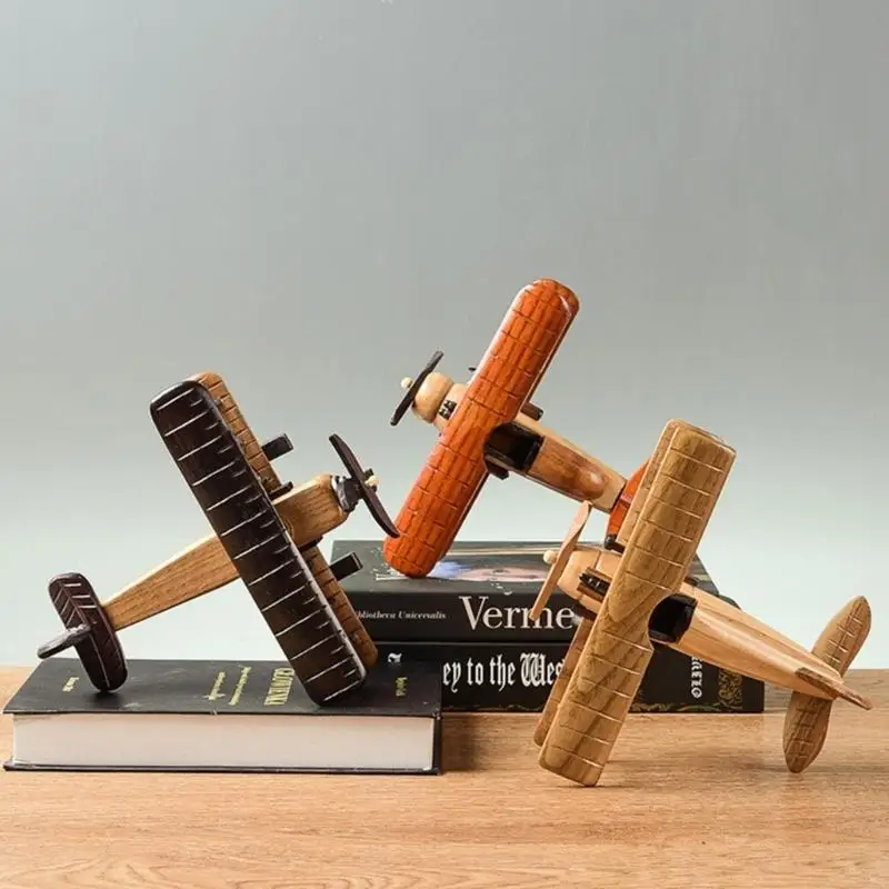 Collectible Handmade Aircraft Decor Vintage Desktop Retro Air Plane Scale Model Creative Tabletop Ornament Decorations 