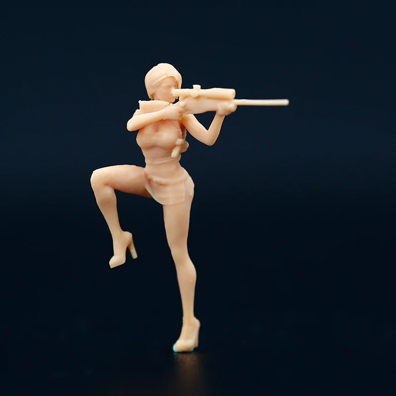 1:64 Figure Gil Sniper Woman Kidnapped Female Miniature Model Sand Table Villain Scene Need To Be Colored By Yourself Number 068