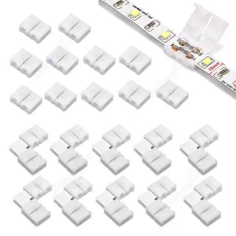 10 Stück lötfreie LED-Streifenverbinder 2 4 5 Pin 10mm 8mm L/T-Typ unverdrahtete, lückenlose Anschlussverlängerung für SMD 5050 2835 LED-Streifen