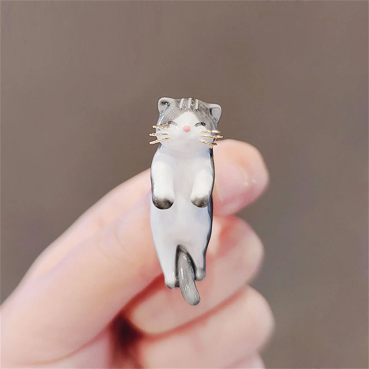 Rinhoo Cartoon Full Rhinestone Cat Brooch For Women Cute Cherry Blossom Long Tail Kitten Enamel Pins Small Animal Badge Jewelry