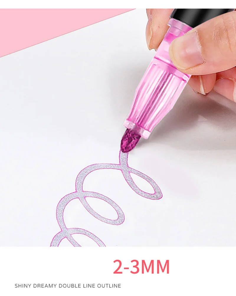 24-farbiger Doppellinien-Umriss-Kunststift, Markierungsstift, DIY Graffiti-Umrissmarkierungsstift, Textmarker, Sammelalbum, Tagebuch, Poster, Karte – Detail 8