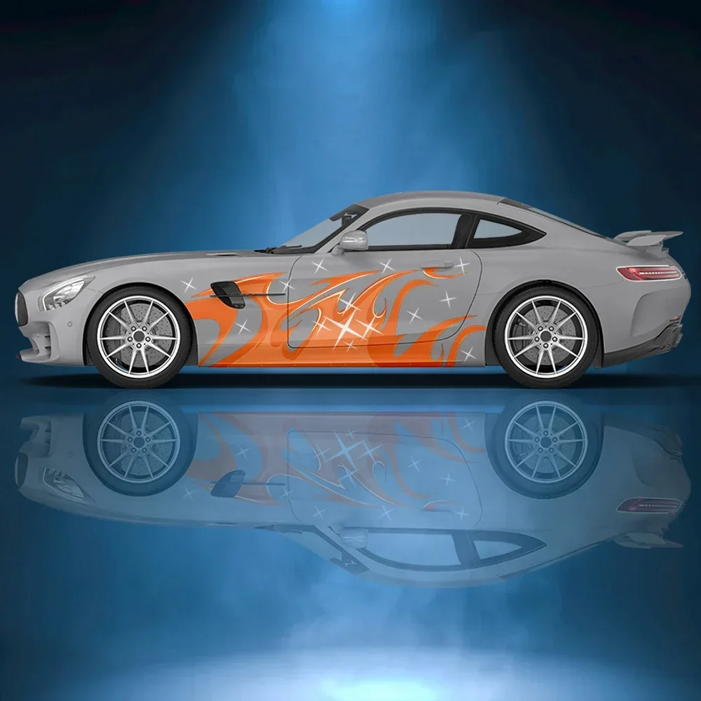 

Красочные блестящие автомобильные виниловые наклейки с пламенем, самоклеящаяся наклейка из ПВХ, подходит для грузовиков, внедорожников, украшения, автоаксессуары, подарок