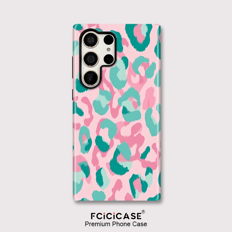 Fcicicase For Samsung Galaxy S25 Plus S26 Edge A16 S20 FE S23 S24 Ultra A26 A36 A56 Shockproof Phone Case Leopard Print Cover