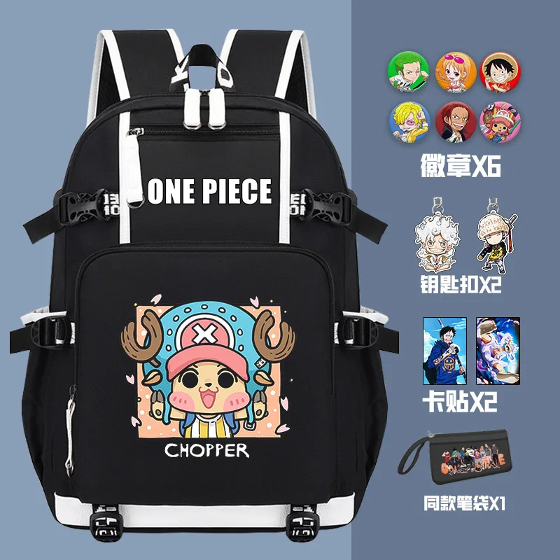 One Piece New Cartoon Student Schoolbag Large Capacity Casual and Lightweight Shoulder Pad Cute Waterproof Backpack