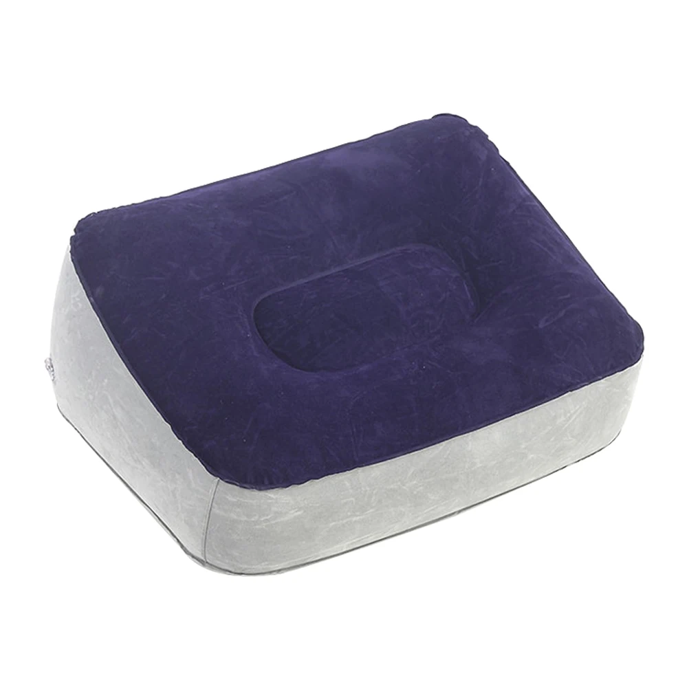 

Inflatable Flocking Foot Pad Mats Grey Blue PVC Cushions Home Office Car Massage Relaxation Leakproof Antislip Leg Rest Travel
