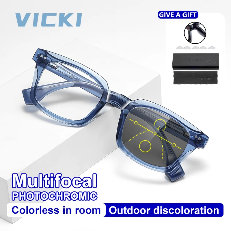 

Мужские квадратные модные очки VICKI с защитой от синего света, с возможностью индивидуальной настройки и фотохромными линзами LS084