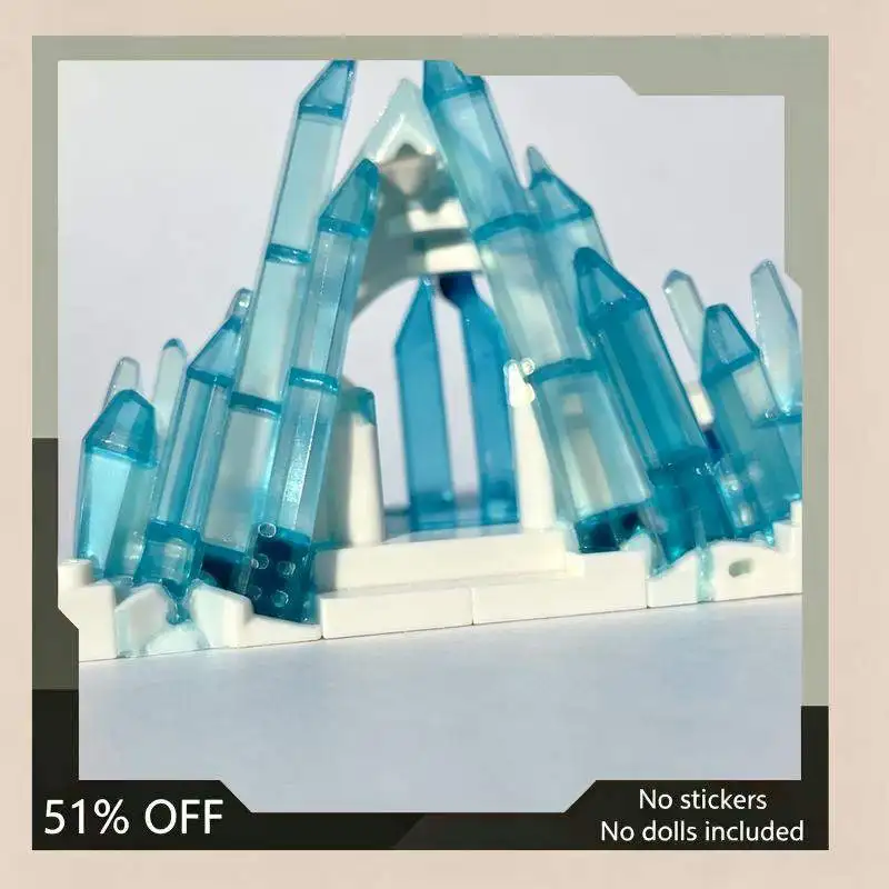 675PCS MOC Ice Crystal Fortress Model Custom Building Blocks Set Creative Modular Architecture DIY Assembly Display Toy Gift