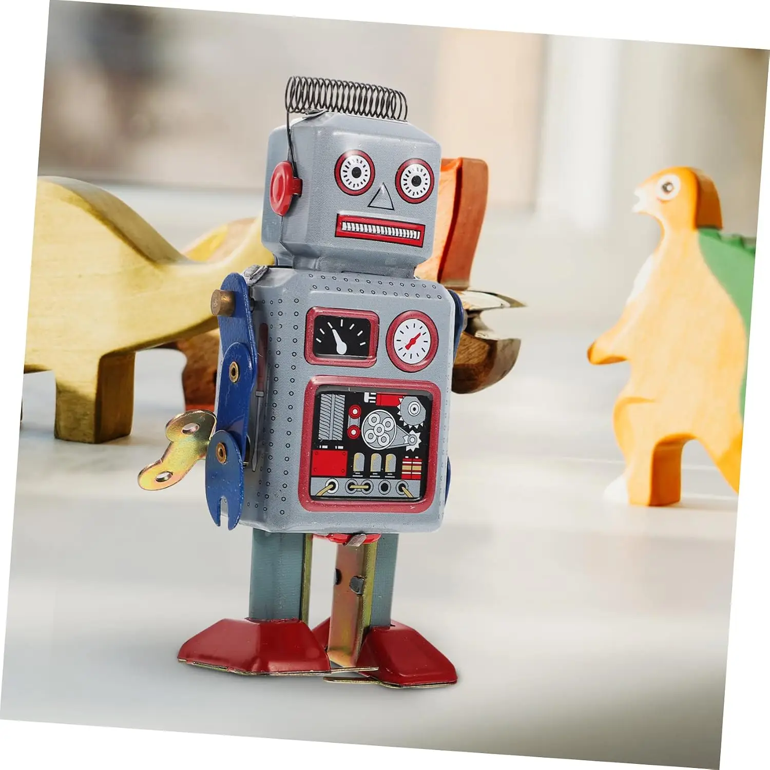 Toyvian Wind-up Dancing Robot Toy - Vintage Retro Tin Bath Toy for Kids - Desktop Ornament for Baby and Child - Old