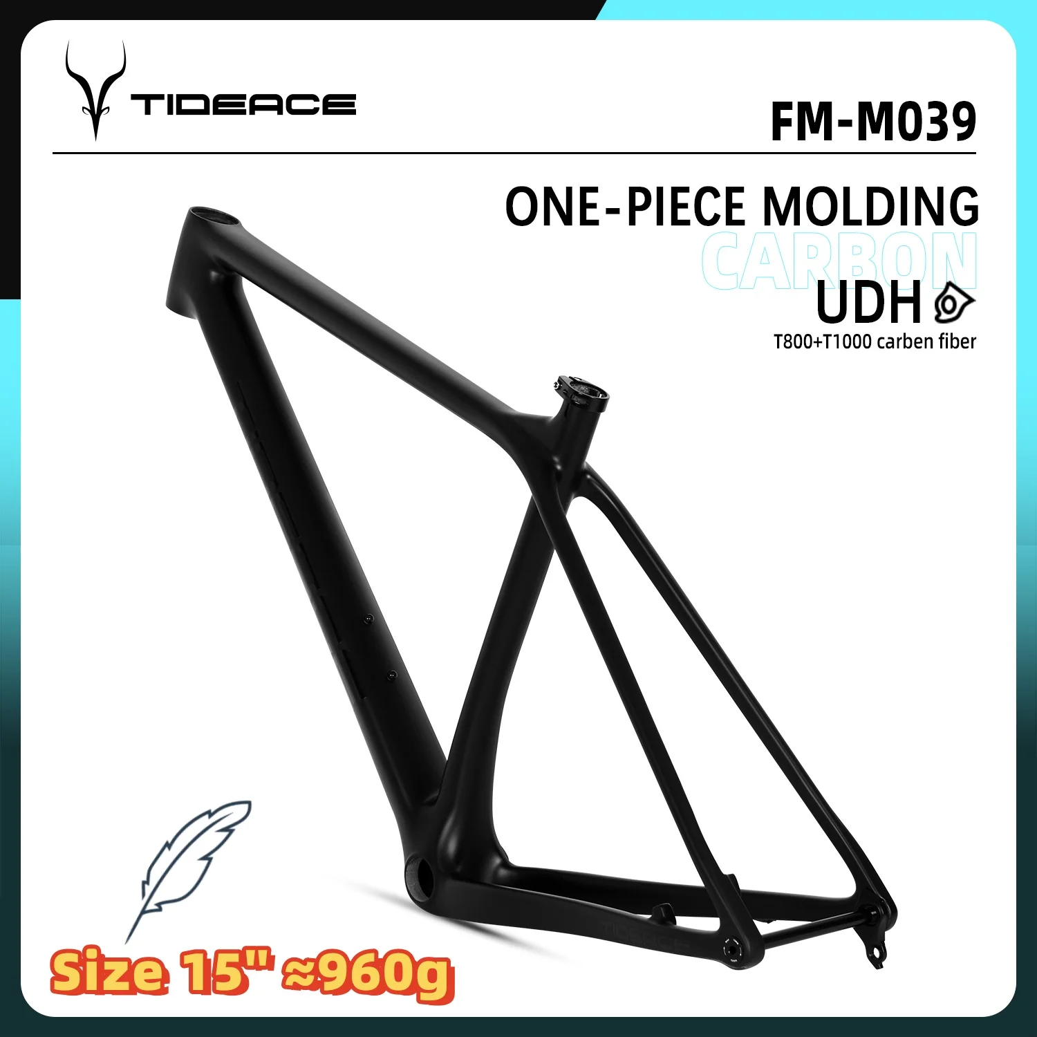 

Tideace 29er Carbon Fiber MTB Hardtail Frame UDH Ultra Light 960g Boost 148x12mm Mountain Bike Frameset XC Racing Bicycle