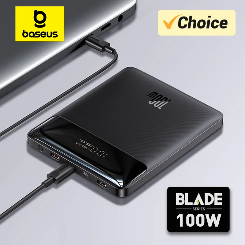 Baseus 100W Power Bank 20000mAh Type C PD Fast Charging Powerbank Portable External Battery Charger for Notebook with Cable